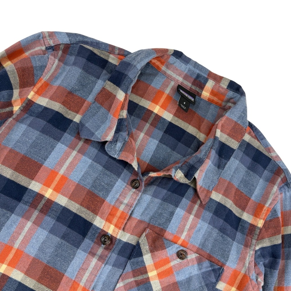 Patagonia Flannel Shirt Women 4 Plaid Organic Cotton Button Up Casual